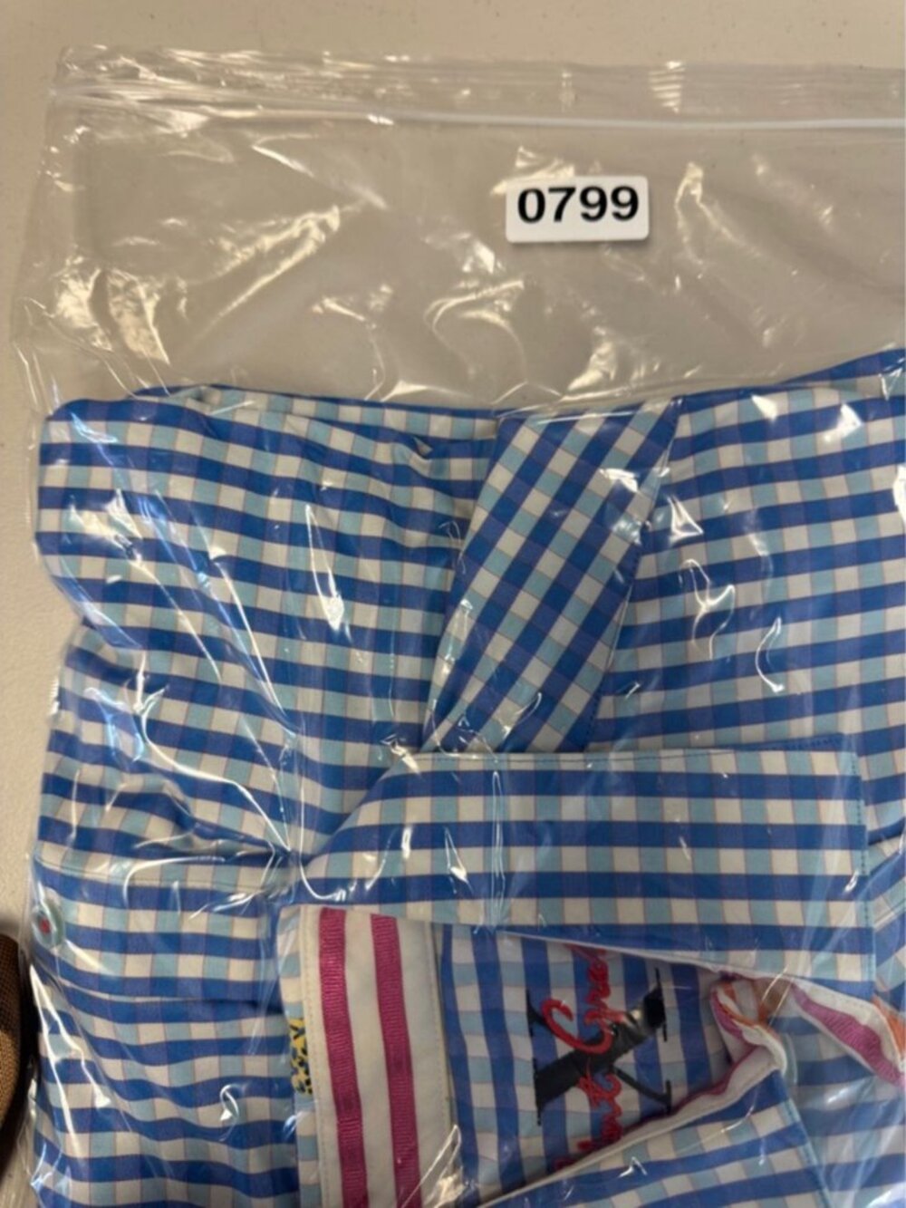 Robert Graham Men's Blue and White Gingham Button-Up Shirt Size S Flip Cuff - Picture 14 of 16